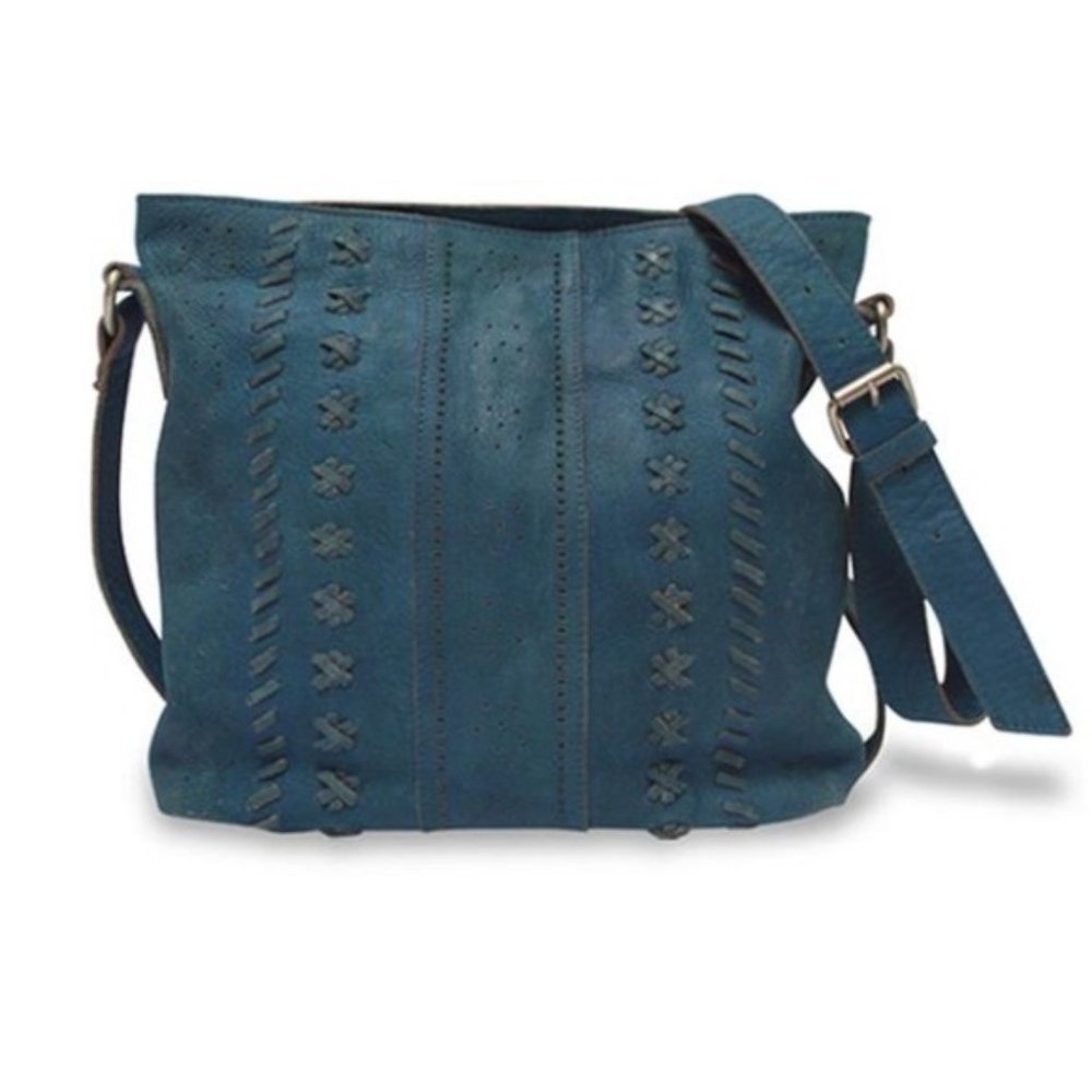Anabaglish June Leather Blue Purse Crossbody